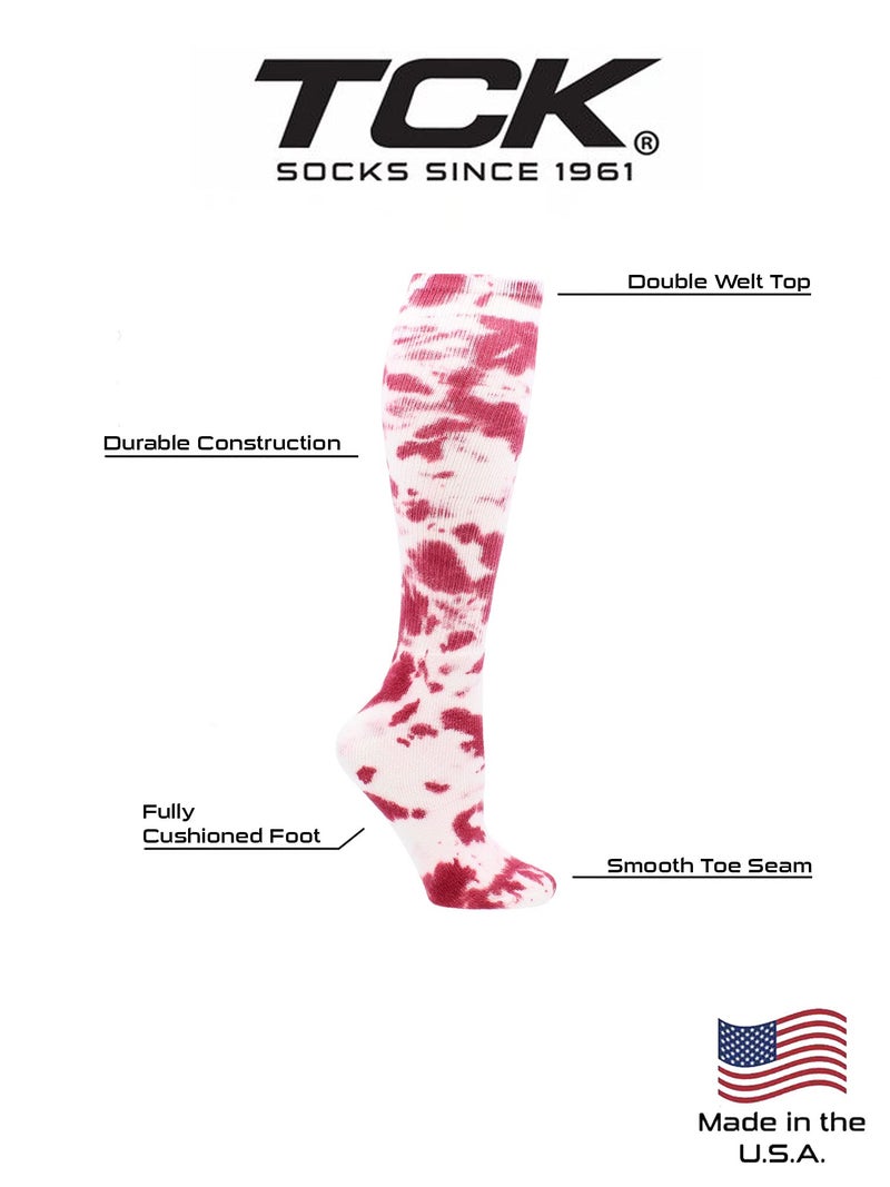 TCK Tie Dye Multisport Tube Socks (Maroon/White, Small) - Image 4